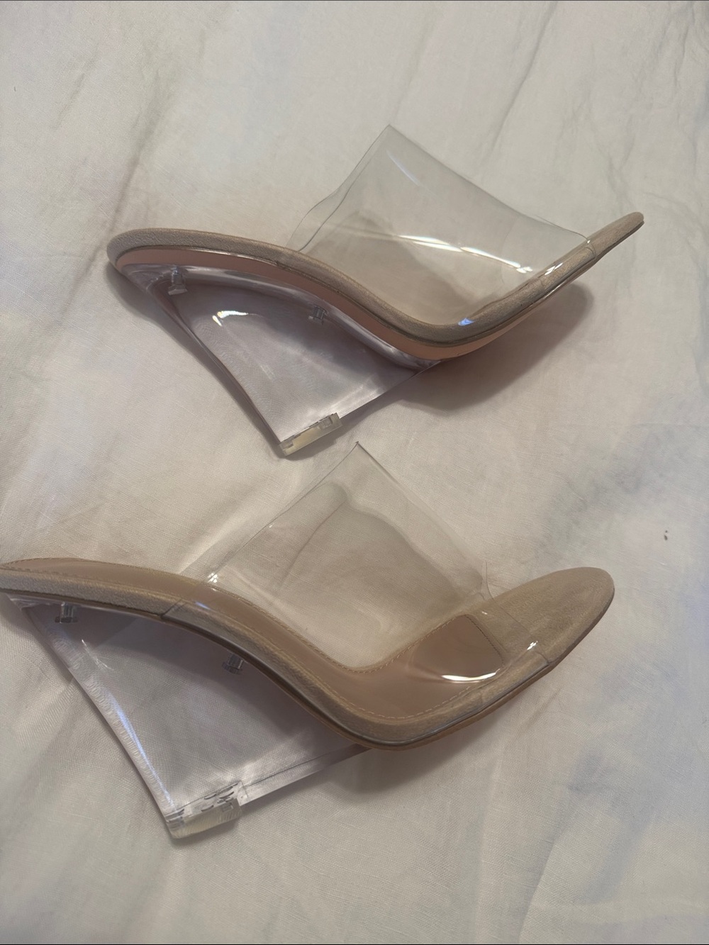 Fashion Nova Clear PVC Nude Slide Mules